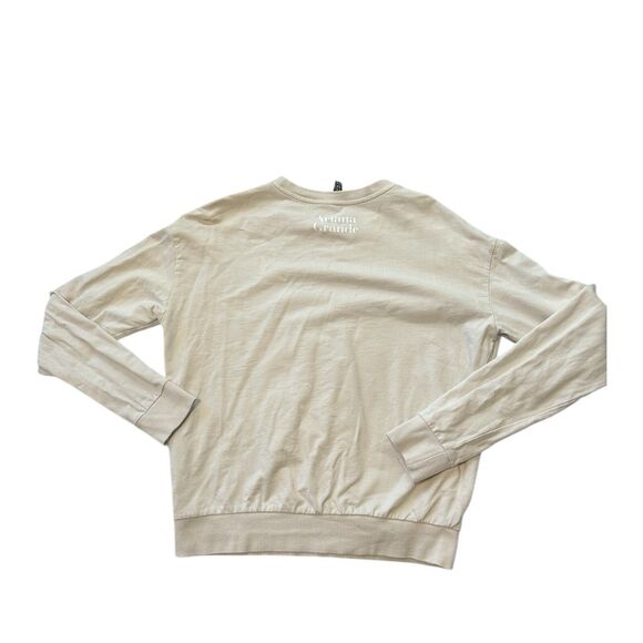 H&M Ariana Grande 7 Rings Graphic Pullover Sweatshirt Beige Tan Small Crewneck - Picture 3 of 10